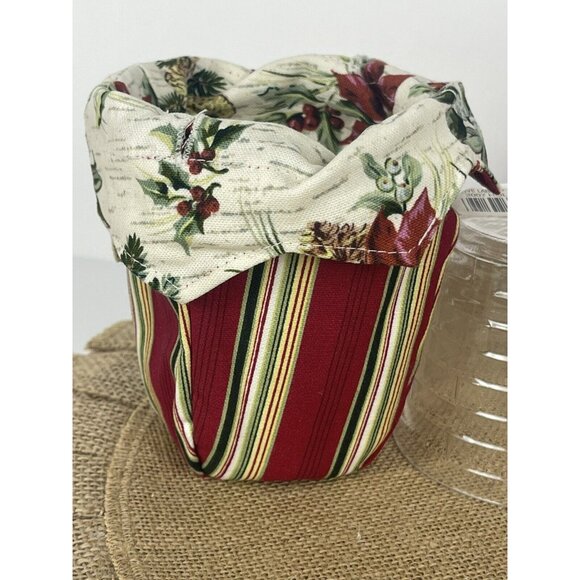 Longaberger 2007 Peppermint Stripe Tree Trimming Basket with Liner and Tie On - Picture 3 of 14